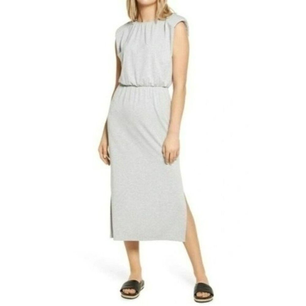 Wayf Luisa Gray Jersey MIDI Dress size 8 NWT